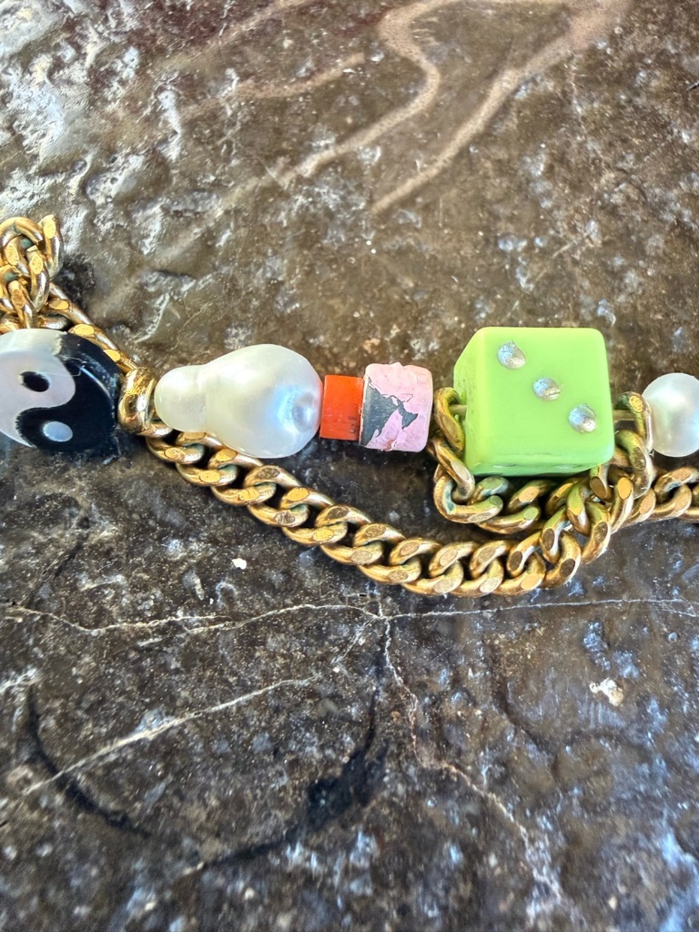 Martha Calvo Gold Chain Multicolor Bead Necklace - Fashion Statement - Picture 7 of 7